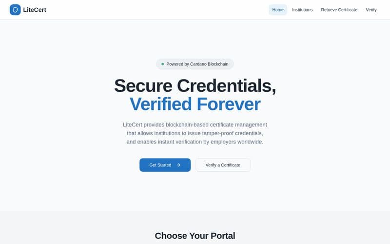 Certified Chain — Credential Issuance on Cardano screenshot